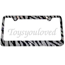 Zebra Crystal Bling Rhinestone License Plate Frame Made With Swarovski Elements