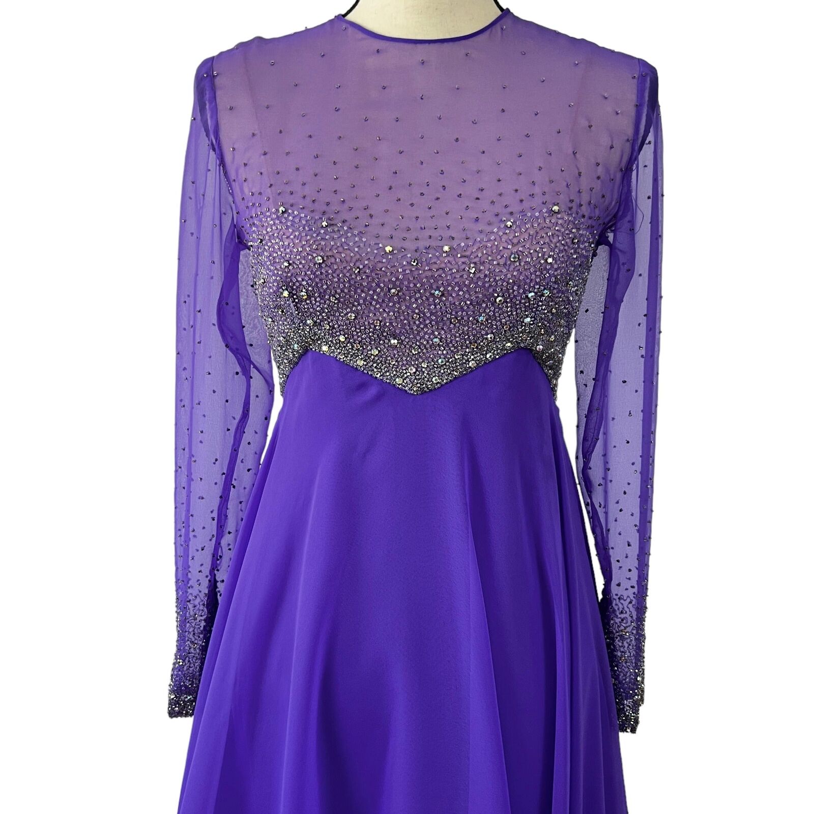 Vintage Victoria Royal Ltd Purple Mesh Beaded Eve… - image 7