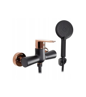 Wand-Duscharmatur MILD Schwarz Roségold Handbrause