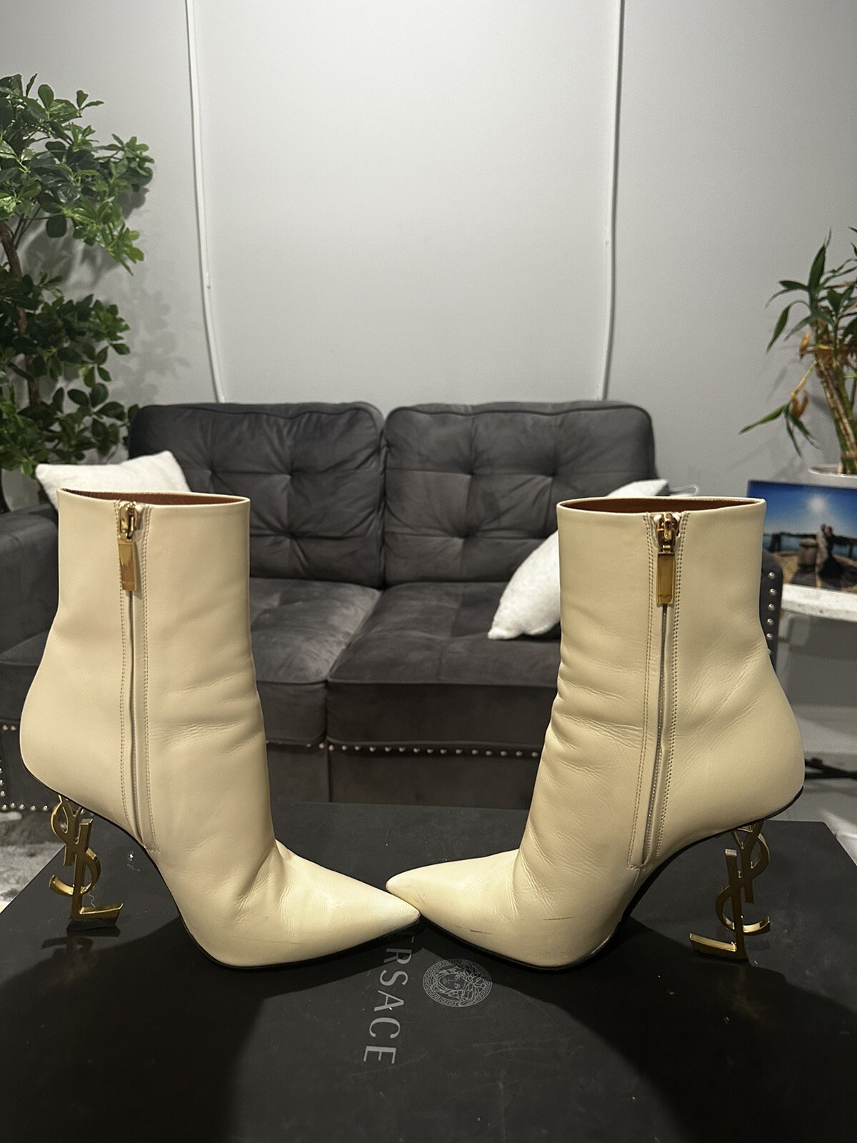 SAINT LAURENT Scarpe donna YSL Opyum stivaletti panna 39 1 2