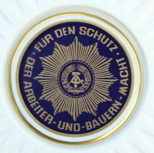 "30 Years German People's Police" Medal Erfurt 1975, Weimar Porcelain, Original Packaging