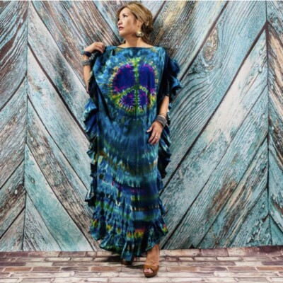 Ema Handmade Hand Tiedye Cotton Maxi Festival Dress Boho One Plus size 2X,  3X | eBay