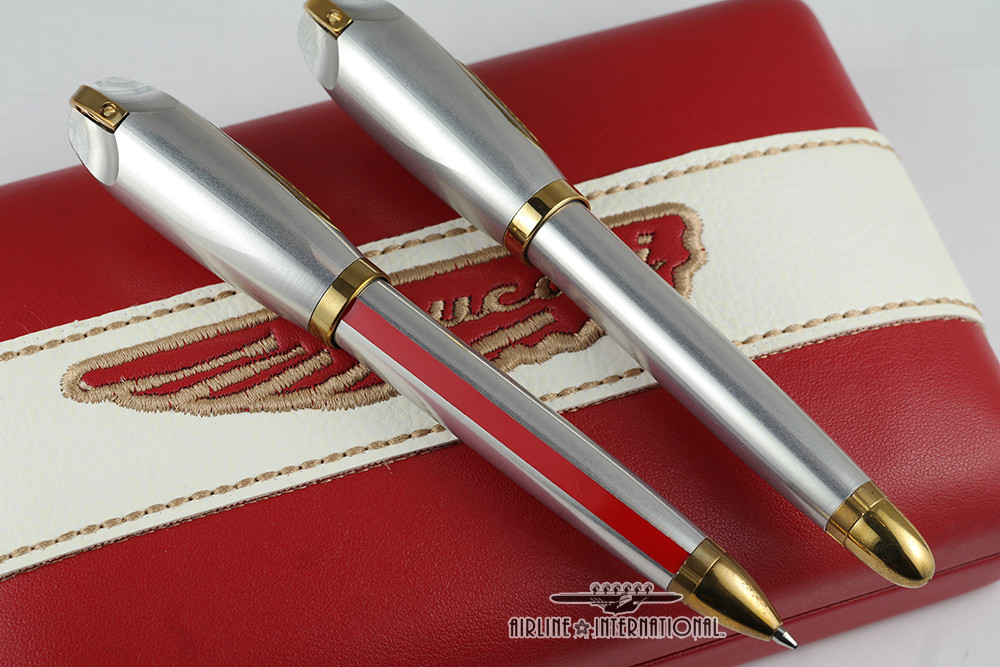 Ducati Writing Machines Silver W/ Red Stripe Ballpoint & Fountain