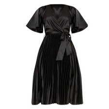 black satin pleated dress