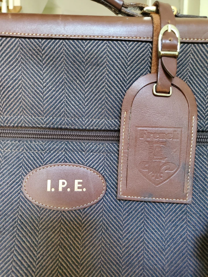 Винтажный французский багаж CO Deluxe одежды складной повесить сумка - коричневый елочка  - Изображение 3 из 4