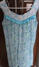 EUC - Lati Fashion 100 Cotton Blue/White/Green Medium M Nightgown