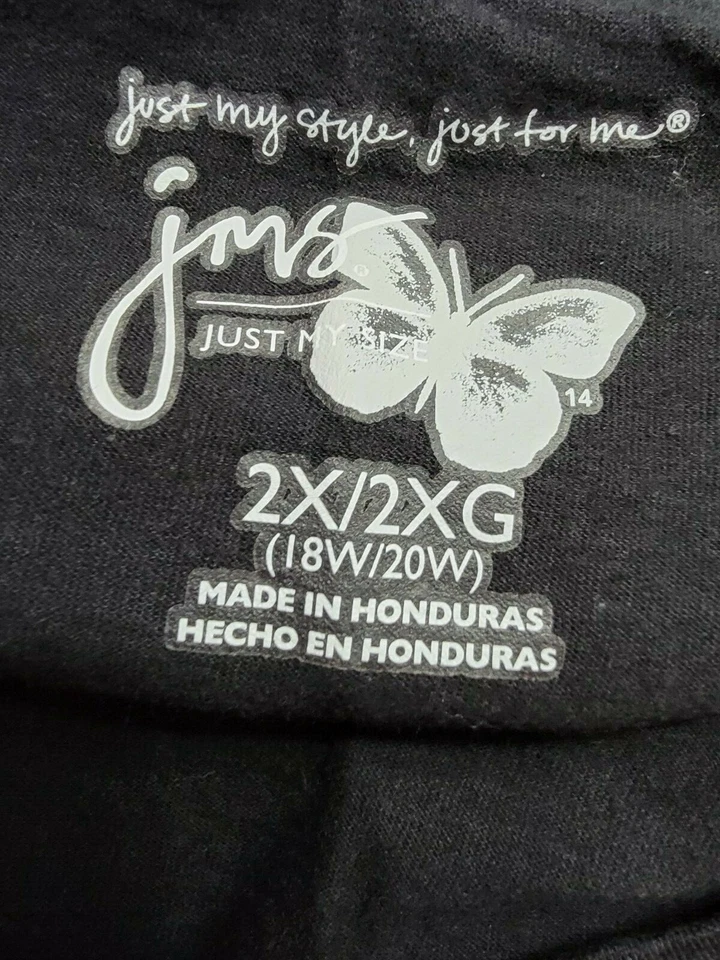 Camisa Top Blusa Mujer Just My Size Talla 2X 18W/20W Negra Rosa Leopardo Floral Foto 2 de 4