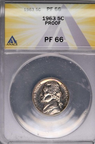 1963 Proof Jefferson Nickel ANACS PF66 *DoubleJCoins* 8005-06 - 第 1/2 張圖片