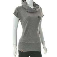 T-shirt femme Naketano col vachette chauve-souris manches courtes ourlet côte...