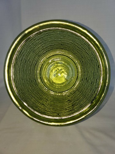 Vintage National Potteries Green Raindrop Glass Round Vase 6" Planter Bowl - Picture 4 of 7