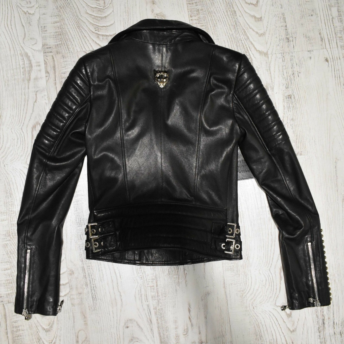 ジャケット PHILIPP PLEIN Women Jackets FAAC WRF0419 PTE003N02 BLACK Philipp Plein Women's Genuine Leather Black Motorcycle Biker