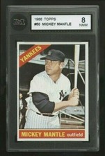 1966 TOPPS  #50 MICKEY MANTLE KSA 8 100% FACTORY ORIGINAL ONE OWNER CARD HQ GEM!