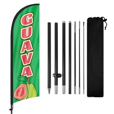 FSFLAG Fresh Guava Feather Flag with Pole and Ground Stake 8Ft Advertising Sign