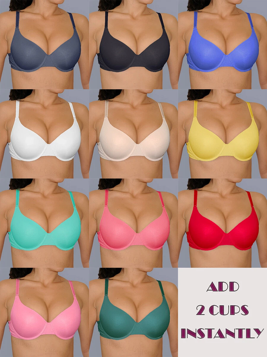 32 34 36 38 B C VERY SEXY CLEAVAGE BODY ADD Two 2 CUP Sizes Double Push Up  BRA