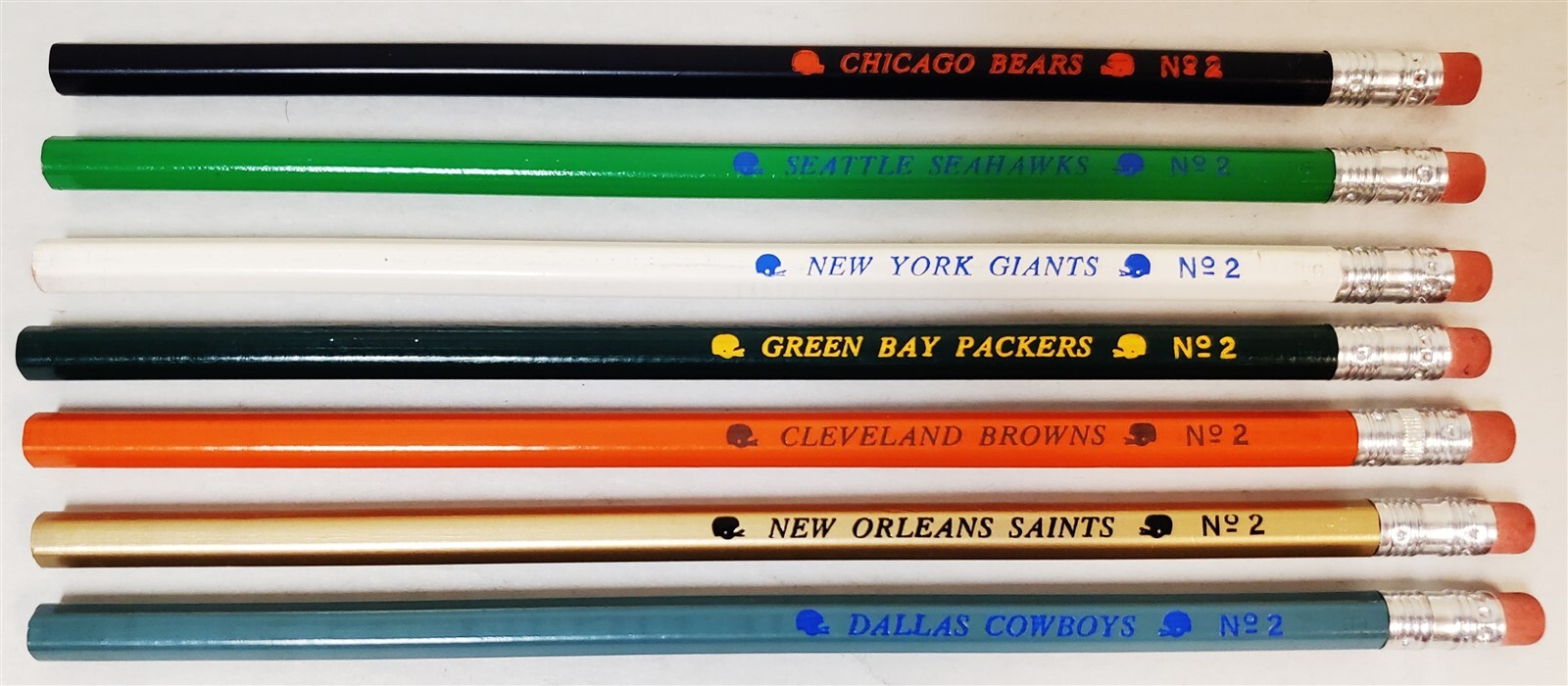 D47 7080'S VINTAGE LOT OF 27 NFL TEAM PENCILS UNSHARPENED! ASSORTMENT