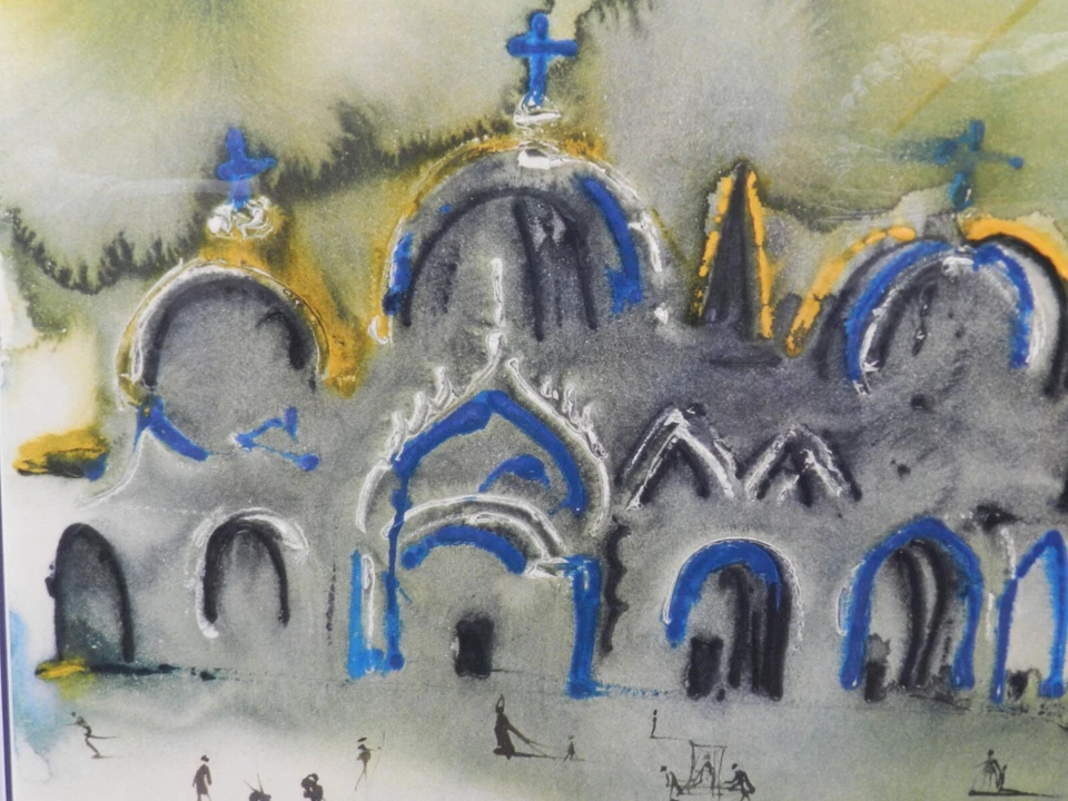 Salvador Dali 向威尼斯致敬,圣马可大教堂 1975 年艺术品框架 K — 第 3/4 张图片