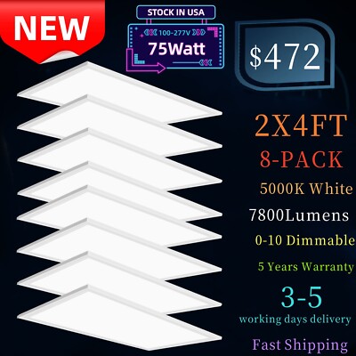 2x4 Foot LED Recessed Troffer Panel, 5000K, Dimmable Drop Ceiling Light Fixture