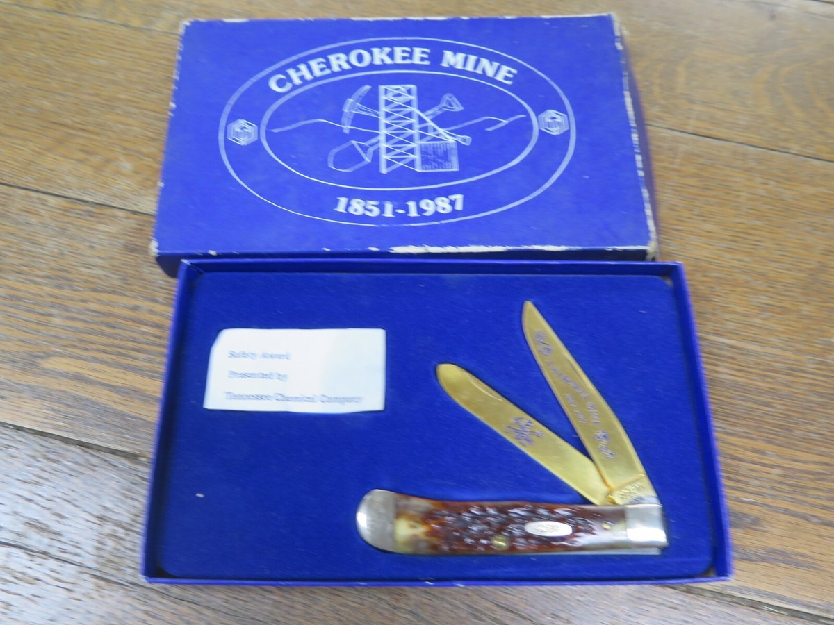 RARE 1980S Case XX 5 DOT 6254 Gold Blade CHEROKEE MINE 1851-1987