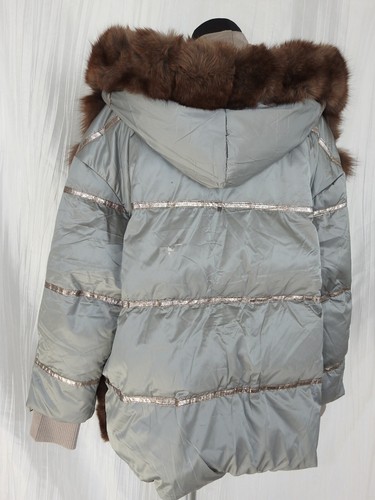 Designer Genuine Fur Puffer Down Hooded Jacket Coat Black Sz M L NEW NWD - Picture 7 of 21