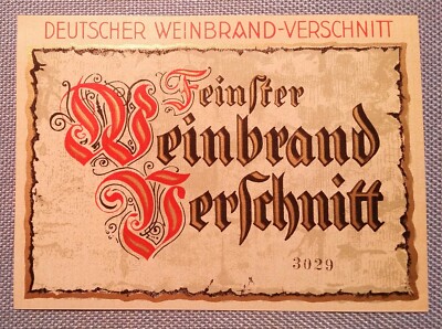 Old Schnapps Label Bottle Label Fine Brandy Blend Peck