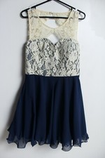 Chi Chi London Womens Lace Contrast Fit Flare Prom Dress - Blue - Size 14 (g96)