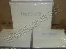 Frontgate Hemstitch Percale Duvet Cover Embroidered QUEEN Euro Pillow Sham IVORY