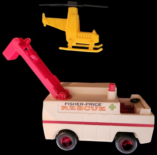Raro Vintage 1975 Fisher-Price Adventure People Rescue Truck #303 Elicottero - Foto 7 di 16