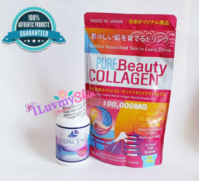 美容液 Pure beauty collagen/luxcent set Luxcent 1800mg (60 Capsules) and Pure Beauty Collagen 100,000mg