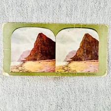 Antique Stereoview East Face Rock of Gibraltar by Moonlight Vintage