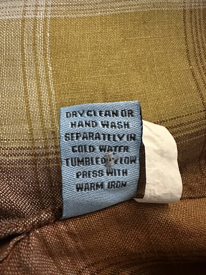 Linen Shirt Men XL Brown Check Short Sleeve Collared Button Up Inserch - Image 3 of 4