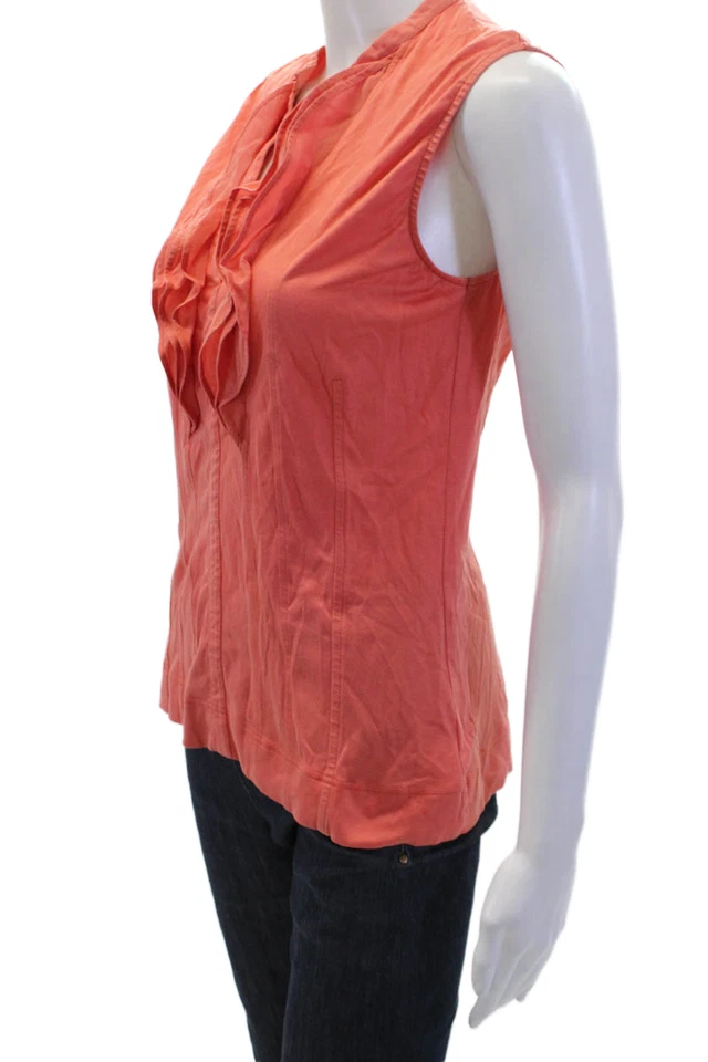 Camiseta sin mangas con volantes y cuello en V naranja talla 8 Akris Punto para mujer Foto 2 de 4