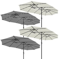 Sonnenschirm mit Handkurbel Gartenschirm LED XXL Marktschirm Doppelsonnenschirm