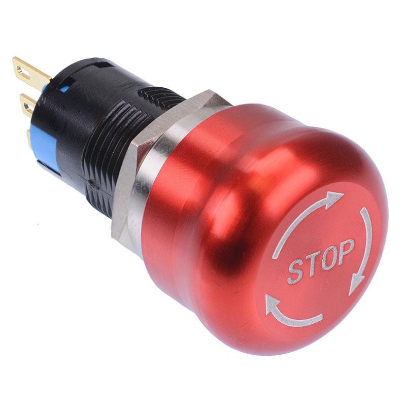 Emergency Stop 16mm Push Button Switch Stainless Steel 5A