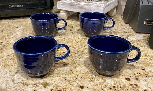 Set of Four Fiesta Cobalt Blue Coffee Tea Cup Fiestaware