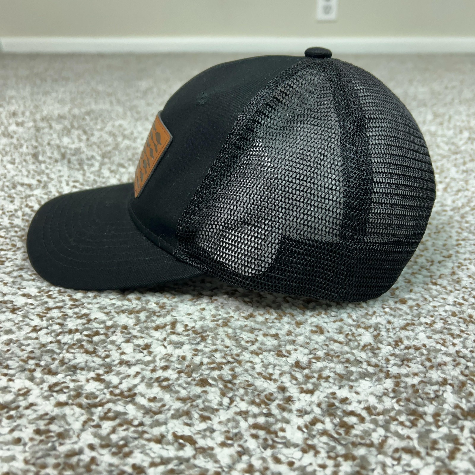 American Flag Fish Leather Patch Hat Cap Snap Bac… - image 2