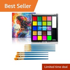 Paminify 22 Colors Oil Based Face Body Paint Palette with Brushes