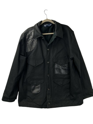 #ad Vintage Polo Ralph Lauren Mens XL Waxed Oilcloth Leather Field Jacket Black $219.00