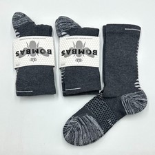 BOMBAS 3 Pairs Men's Athletic Lightweight Calf Socks Size Large 9.5-13 Grey