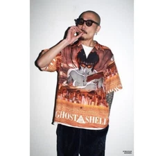 Wacko Maria Ghost in The Shell #1 Hawaiian collabo Shirt Size L Orange Color