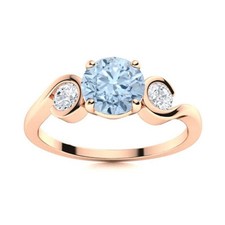 925 Silver Aquamarine Stone Wedding Wife Three-Stone Trendy Ring Jewelry