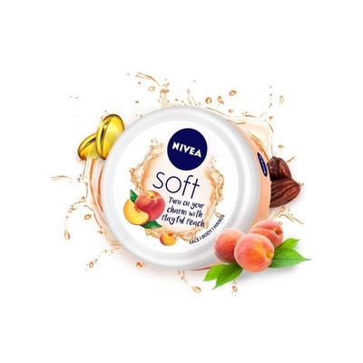Nivea Soft Light Moisturizer Cream Playful Peach, Vitamin E & Jojoba Oil 200 ml.