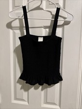 H M Black Smocked camisole Top