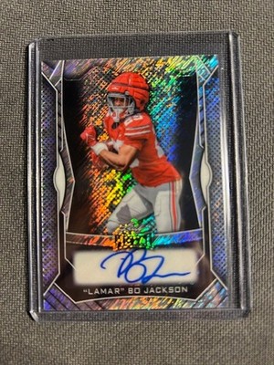 2025 Leaf Metal Silver Shimmer LAMAR BO JACKSON #5/49  Auto Ohio State Buckeyes