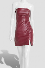 Guess Women Red Faux-Leather Bodycon Lined Strapless Stretch Mini Dress Size 16