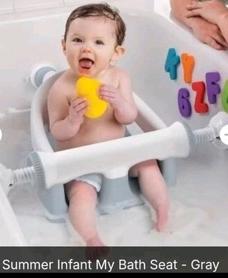 Summer Infant Ingenuity Bath Seat Baby Bathtub Chair Ring Suction Cup Gray 5-10m