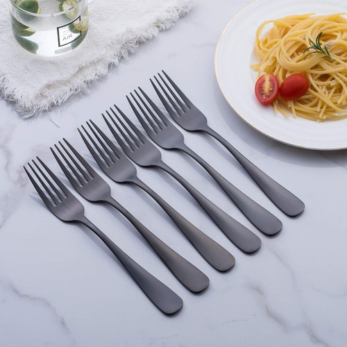 Matte Black Dinner Fork, Stainless Steel Satin Finish 8.0-inch Silverware Fla... - Picture 2 of 5