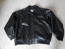 Men's Wear Guard Genuine Leather Jacket Size XL Black, Fleece Lined Full Zipper 