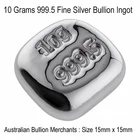 Fine Silver 10 Grams 999.5 Certified Bullion Hand Poured Ingot Bar