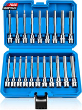 20pc Extra Long Allen Hex Bit Socket Set S2 Steel Hex Head Socket