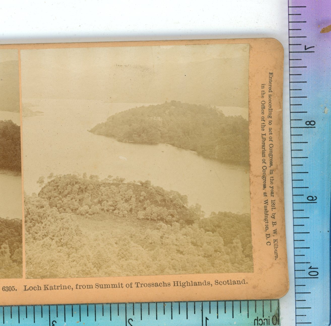 Loch Katrine from Trossachs Highlands Scotland B.W. Kilburn Stereoview